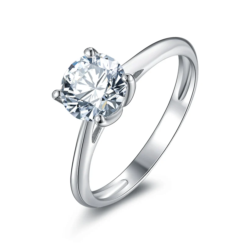 14K White Gold AINUOSHI трендовый 1,25 ct Solitaire круглое кольцо 14K цельное желтое/белое золото SONA алмаз Anillo Помолвочные кольца для женщин - Цвет камня: 14K White Gold