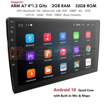 

2G + 32g Android 10 Auto Radio 10.1Inch 2Din Universal Car NO DVD player GPS Multifunctional Stereo with Mirrorlink BT Handsfree