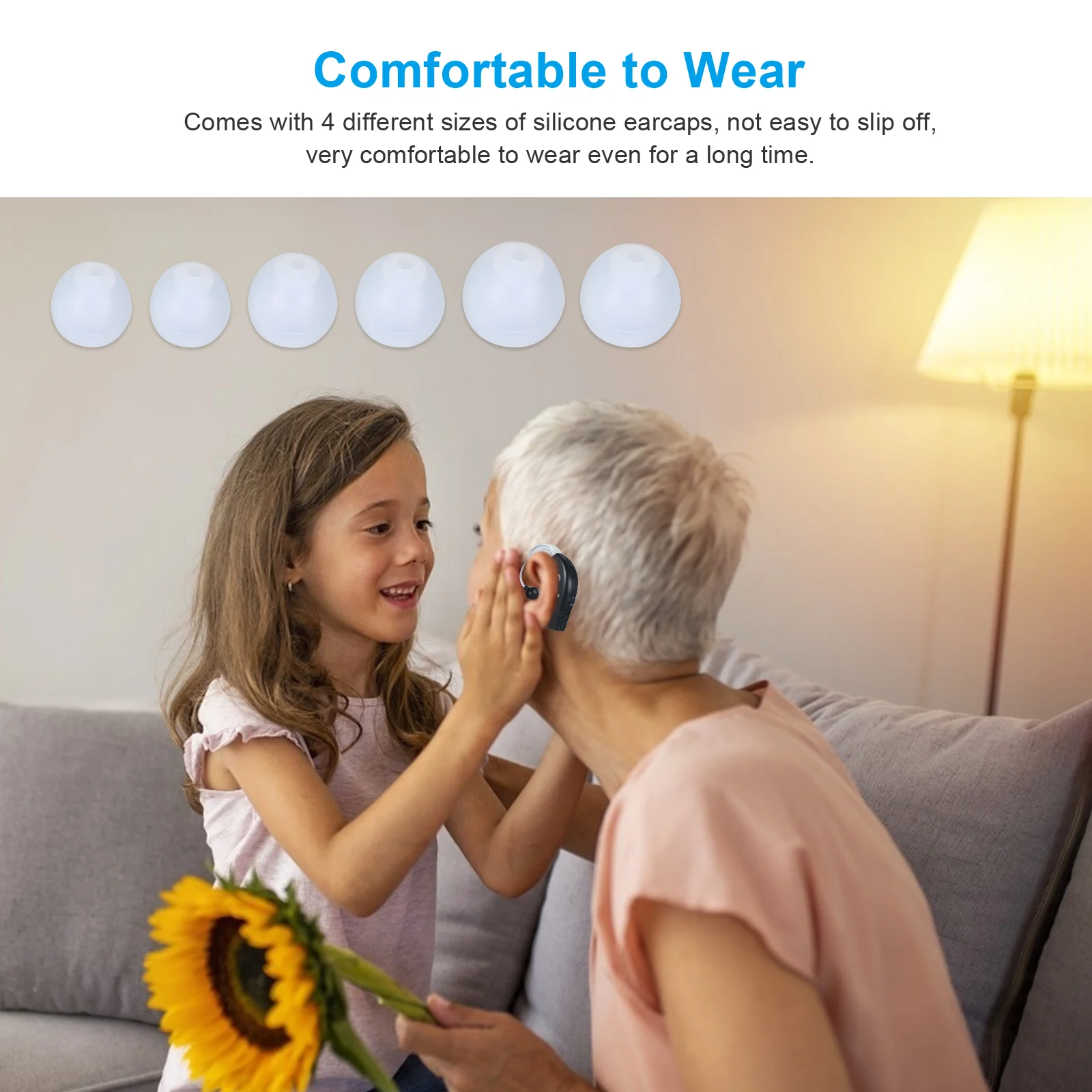 Hearing Aid 2PCS Rechargeable Digital Hearing Amplifiers Wireless Mini Aids for Seniors Sound Amplifier Charging Base