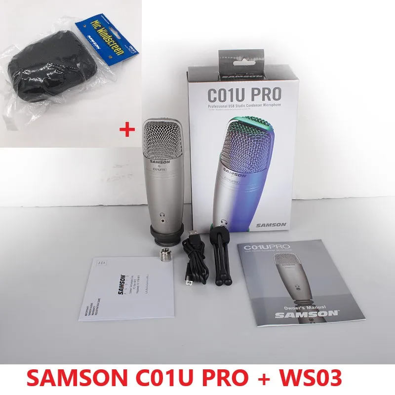 SAMSON C01U Pro(наушники Samson SR850) USB конденсаторный микрофон для студийной записи музыки, звука Фоли, видео - Цвет: with wind  sponge