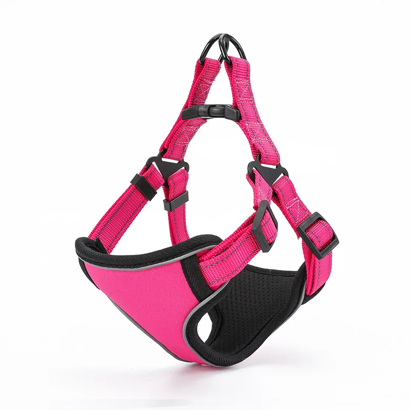 rose red HEYPET Светоотражающая спортивная одежда собаки для средних и больших размеров, для безопасности Регулируемый обучения домашних животных щенка французского бульдога груди сбруя-жилет - Цвет: rose red