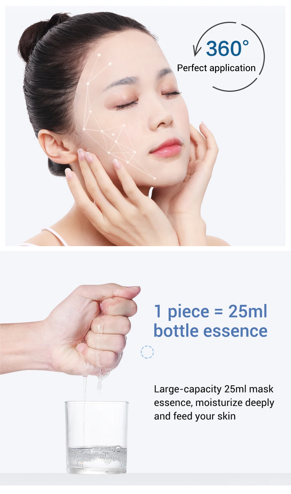 LANBENA Face Mask Skin Care Hyaluronic Acid Pore Treatment Serum VC Whitening Blueberry Oil Control Six Peptides Gift Set 20pcs