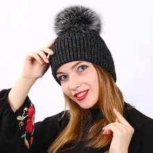 WUBXOLO, теплая шапка из меха норки и лисы, зимняя женская шапка, женские шапки, вязанные шапки-бобы, одноцветная, толстая женская шапка