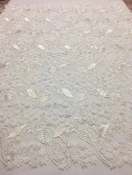 

Nigerian Lace Fabrics For Wedding 2020 African French Lace Fabric High Quality 3D Lace Pure White Lace Applique RF3012