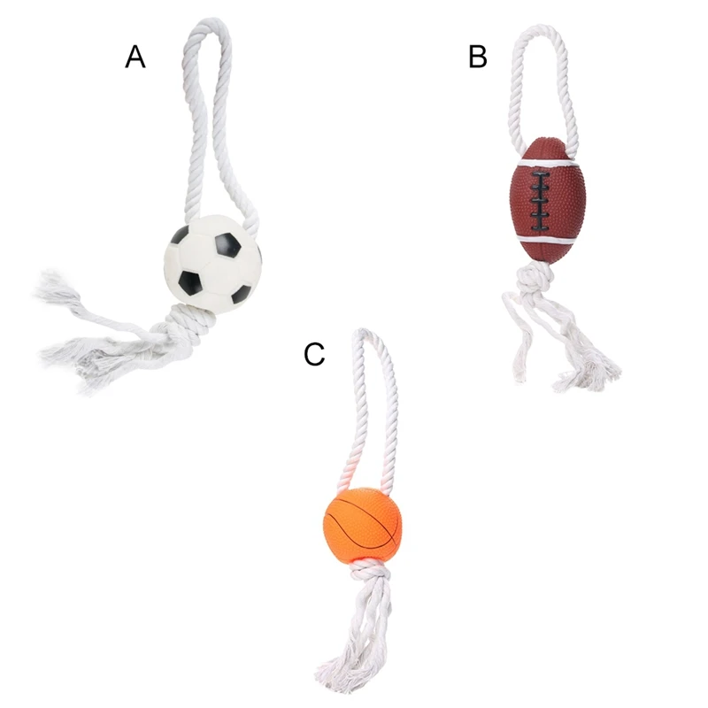 Pet Chew Toy Funny Dog Interactive Ball With Rope Knot Bite Resistant Non Toxic Chew Molar Dog Teeth Cleaning Toy