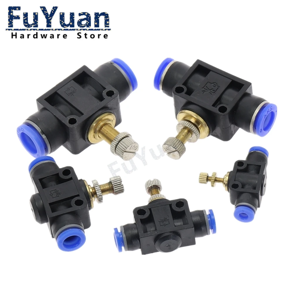 

Pneumatic Airflow Regulator 4mm 6mm 8mm 10mm 12mm OD Hose Tube Gas Flow Adjust Valve Air Speed Control Valve Pneumatic Fitting