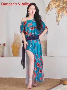 

Egypt Dance Clothes Dress Women Oriental Dance Skirt Suit 3 pecies Robe Lady Belly Dance Robe With Underwear Girls printing Dres