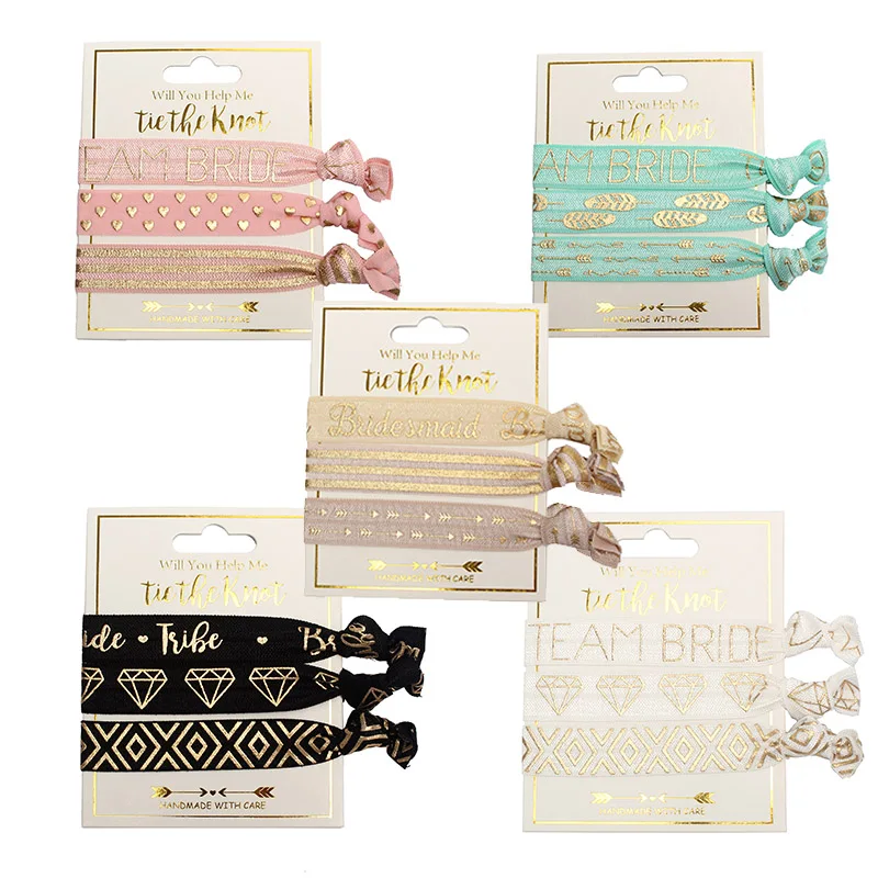 3Pcs Team Bride Tribe Bridesmaid Hair Tie Wristband Bracelet Bachelorette hen Party Wedding Bridal Shower decoration HL46 | Дом и сад