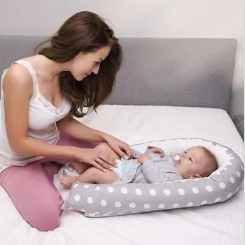 

High quality Newborn Infant Baby Bionic Bed Portable Removable And Washable Crib Bed Cartoon Pillow 9 Colors @40