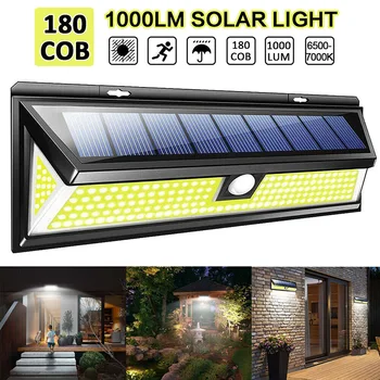 

180 COB LED Solar Wall Light Outdoor Security Lamp Motion Sensor Street Sunlight for Garden Swimming Pool Garage Waterproof