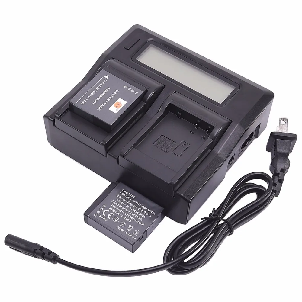 3 шт 1000mAh 7,2 V DMW-BLH7E BLH7 DMC-GM1 GM1 DSTE батарея для камеры lcd двойное зарядное устройство для Panasonic Lumix DMC-GM1 DMC-GM1K - Цвет: 2Battery1LCDCharger