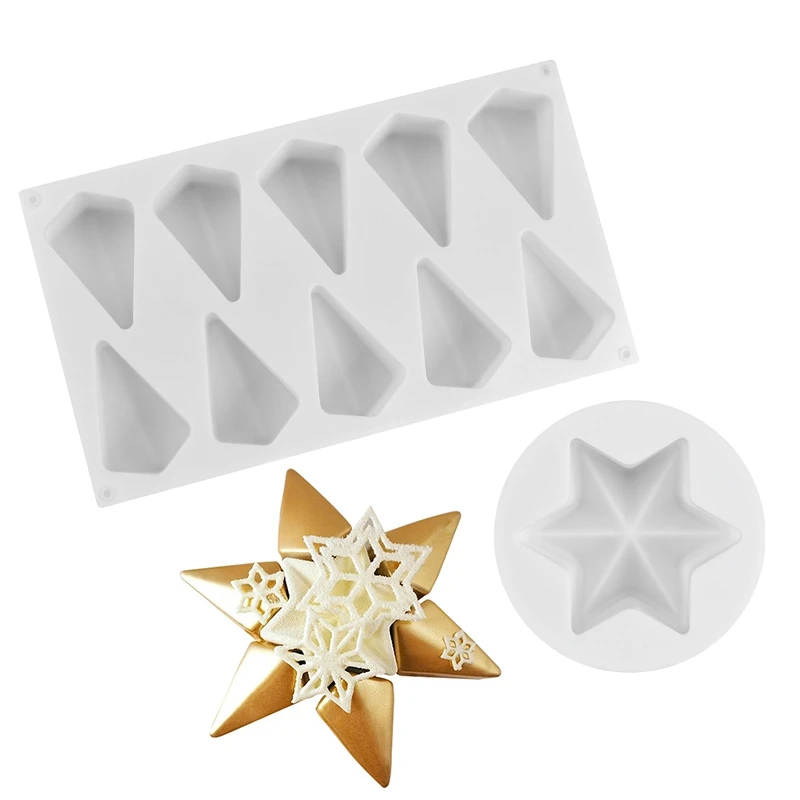 ABUI-Cake Mold Baking Cake Mousse Form 3D Silicone Mold Star Silicone Mold