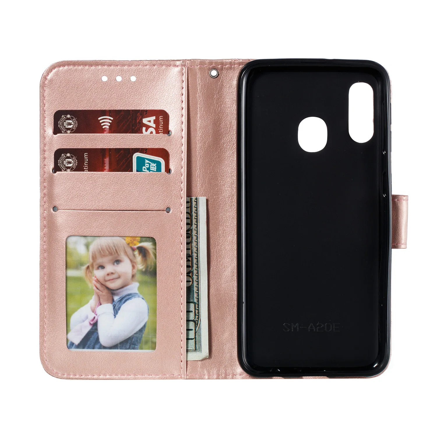 Floral Design Wallet Phone Case with Card Holder Slots and Stand Functionality