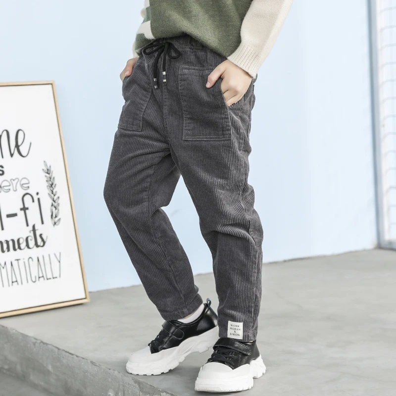navy blue Новые детские вельветовые брюки длинные хлопковые брюки для мальчиков весенне-осенние повседневные штаны детская одежда - Цвет: navy blue