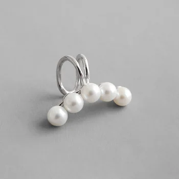 

100% 925 Sterling Silver Clip Earrings Women 2020 Fashion Pearls Clip On Earrings Women Silver Ear Cuff Earrings Clip Jewelry