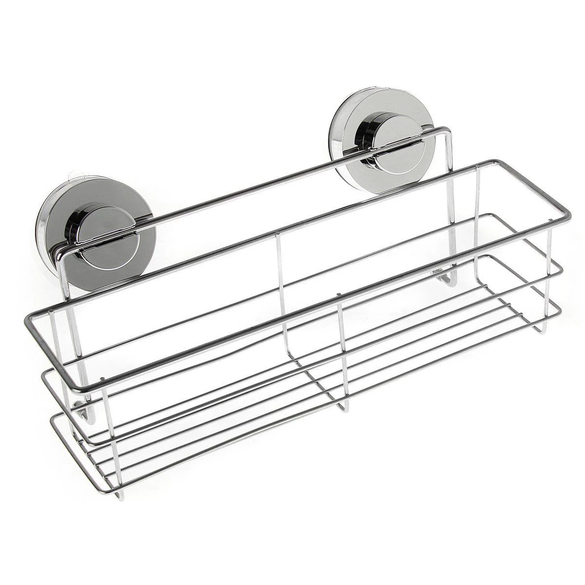 

Durable Stainless Steel Kitchen Bathroom Shower Storage Basket Caddy Shelf Suction Cup Shampoo Caddy Organizer Hair Dryer Baske