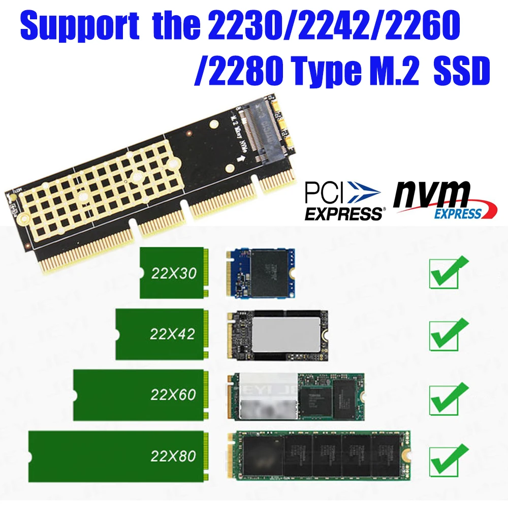 6amLifestyle M2 NVME PCIe Adaptador para SSD x16 PCI Express 3.0 con Aluminio Disipador de Calor Soporte PCIe x4 x8 x16 Ranura para M.2 PCIe Nvme M Key SSD 2230 2242 2260 2260 2260 2280 