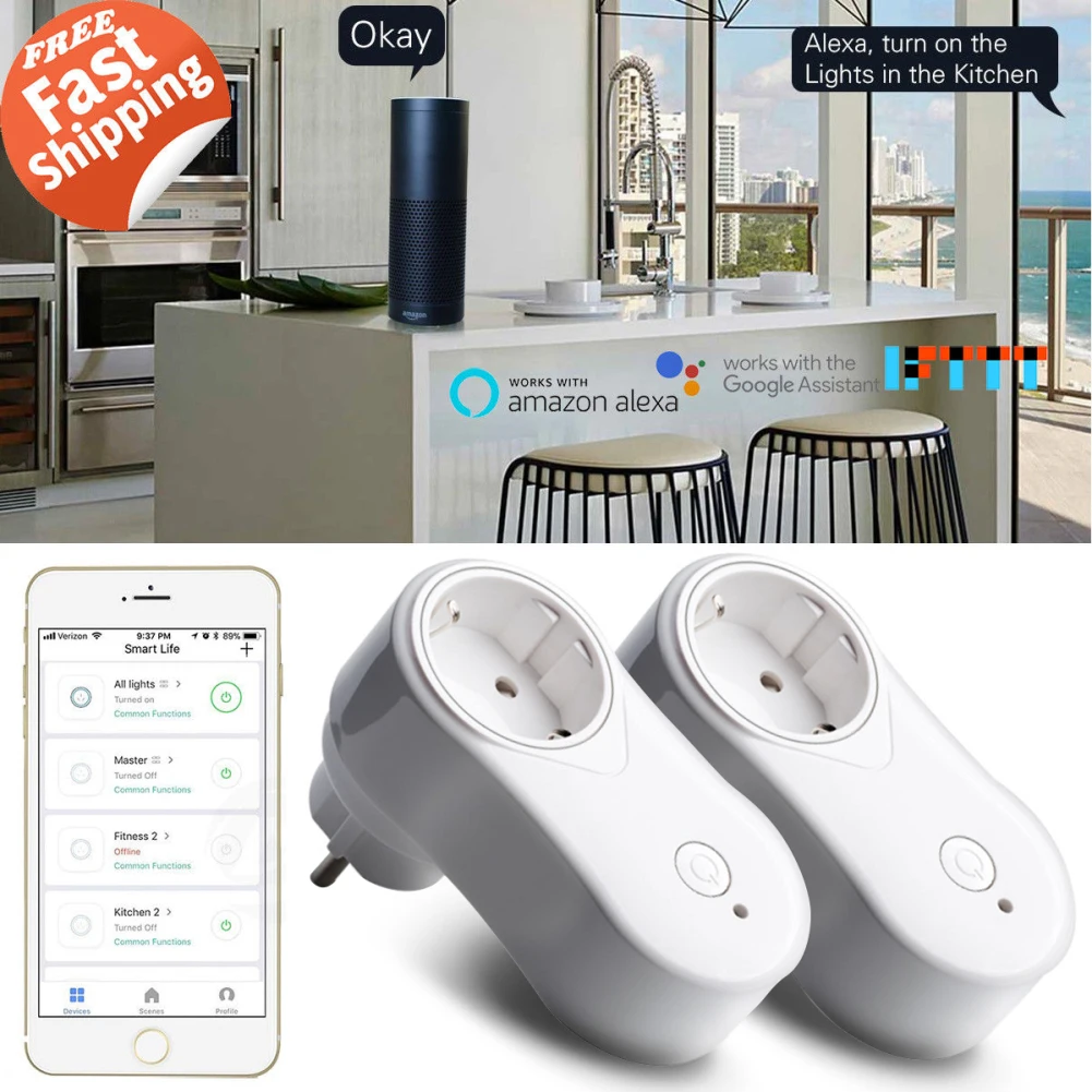 ЕС/Великобритания/США вилка Беспроводная умная розетка таймер поддержка Alexa Google Home Voice/App Smart Life дистанционное управление умного дома устройства