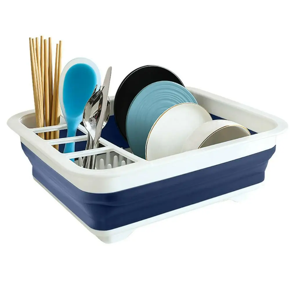 

RASABOX - Silicone Collapsible Dish Drainers Rack with Tray, Compact Dish Drainer for Kitchen, Camper, RV, Caravan, Travel