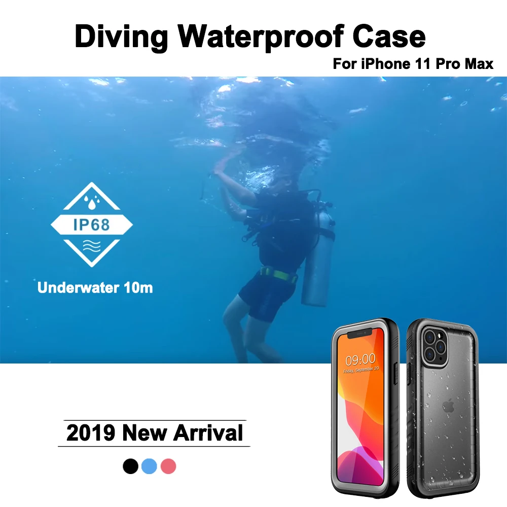 

For Apple iPhone 11 Pro Max Waterproof Case Swimming Cover Built-in Shockproof Secreen Protector For iPhone 11 Pro X XR XS MAX