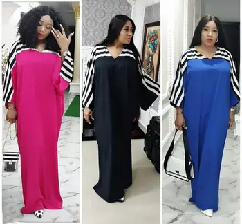 

African Design Dashiki Print Dress V neck Loose Office Gowns Elegant Bazin Maxi Robe Broder Riche Sexy Evening Party
