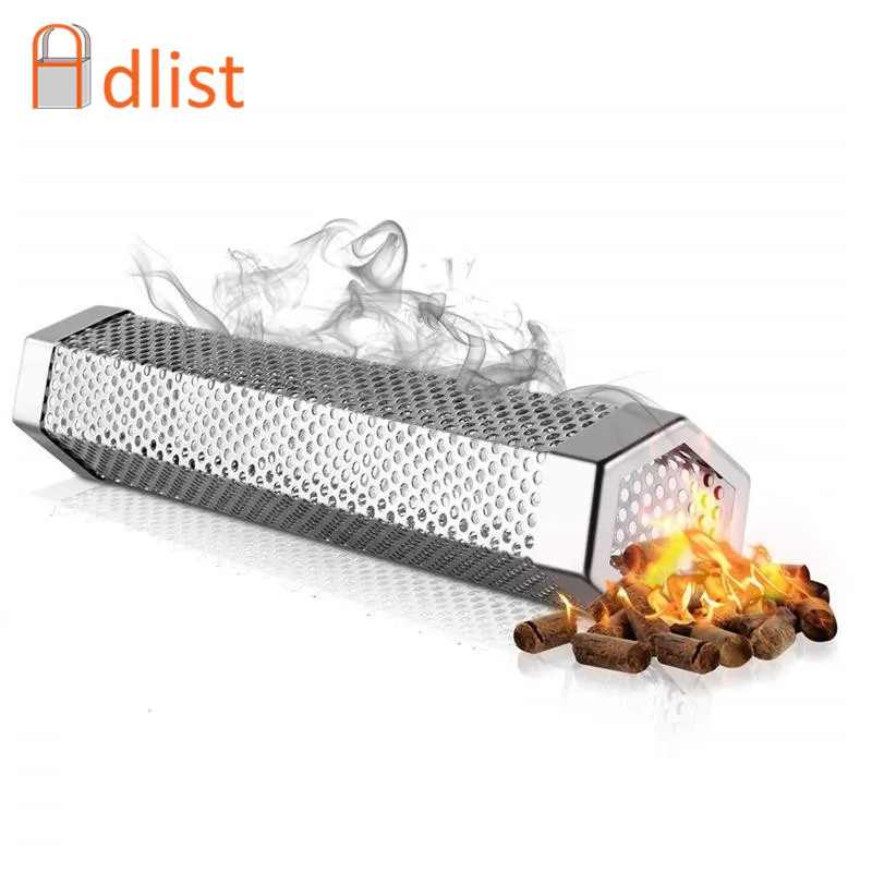 

12" BBQ Stainless Steel Perforated Mesh Smoker Pellet Tube Pipe Outdoor Cooking Barbecue Grill Generator Smokers Filter Tools