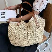 

Big Straw Weave Shoulder Bags for Women Large Capacity Shopper Bag Brand Designer Woven Handbags Summer Beach Weave Tote Bag Sac