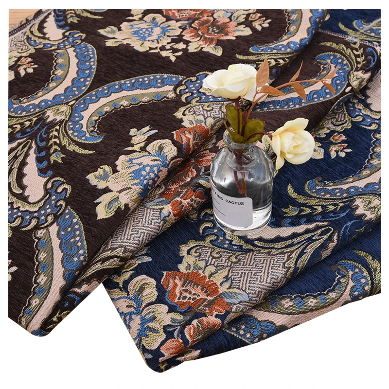 

Wide 57" Dense Jacquard Damask Upholstery Pouffe Sofa Fabric Cushion Non-Slip Lace Material By the Yard