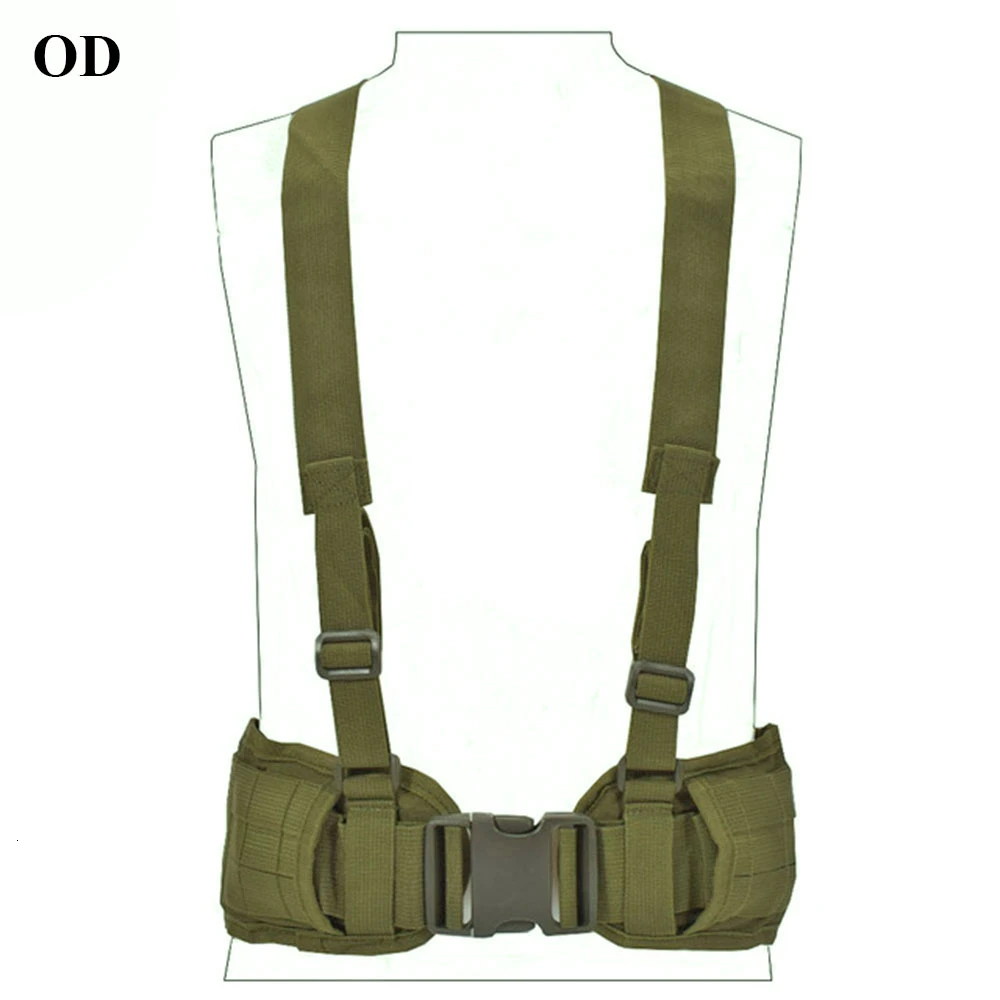Green Airsoft Military Nylon Molle Waist Combat Belt With Harness Tactical Adjustable Soft Padded Universal Unisex Hunting Accessories - Цвет: Green