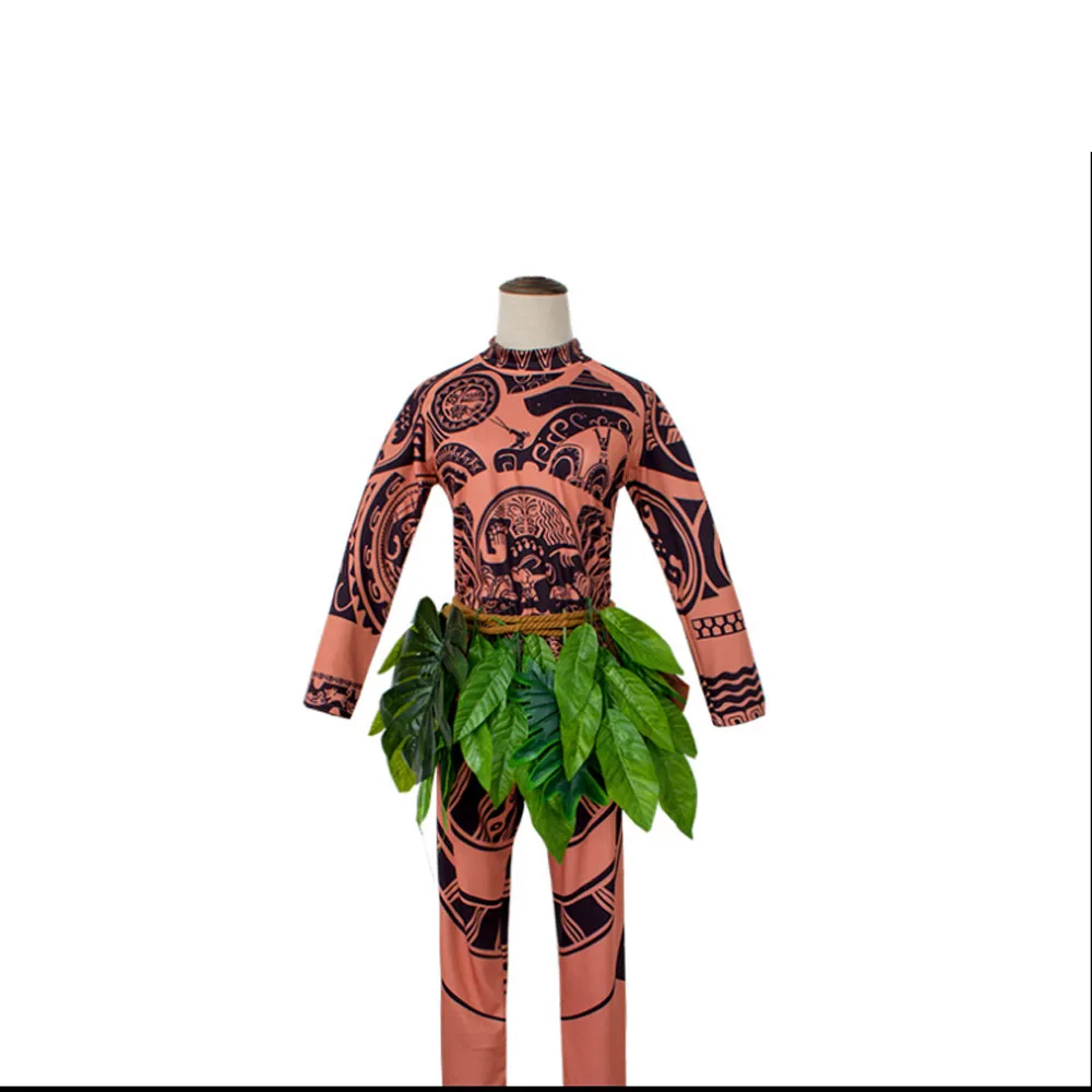 Venda quente adulto adulto trajes moana maui trajes tatuagem t camisa  calças trajes conjunto cosplay decoração trajes folhas - AliExpress