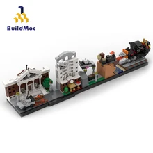 BuildMoc şehir binaları geri gelecek kale evi MOC film Skyline mimari yapı taşları tuğla şehir oyuncaklar çocuklar için