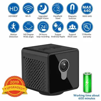 

WIFI Mini Camera Small Camera Wireless HD 1080P Camera Built-in battery with Motion Detection Night Vision For iPhone/Android