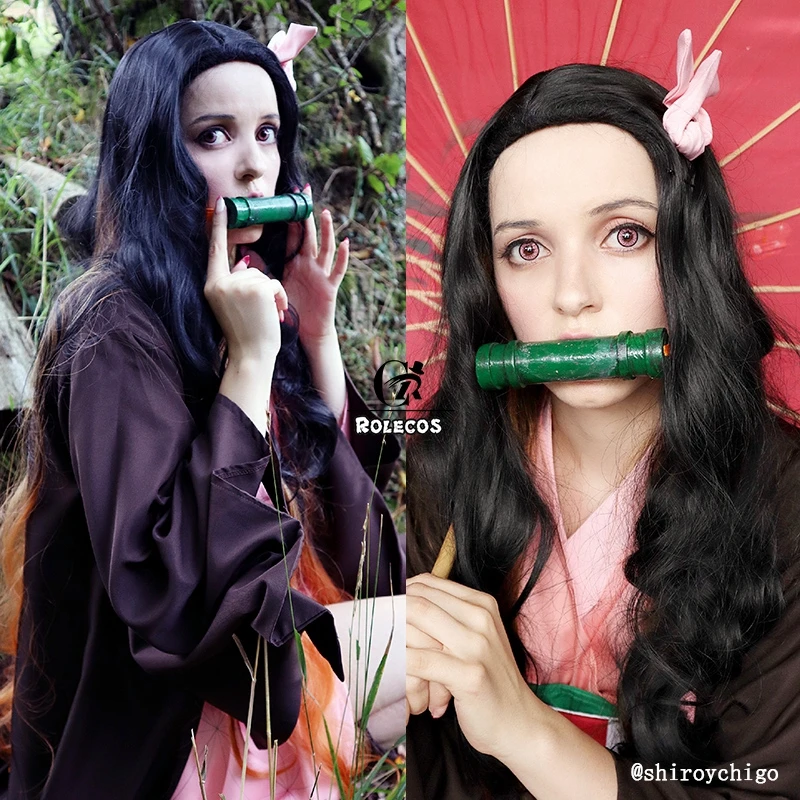 ROLECOS аниме демон Slayer косплей волос Kamado Nezuko длинные волосы Kimetsu no Yaiba Женские