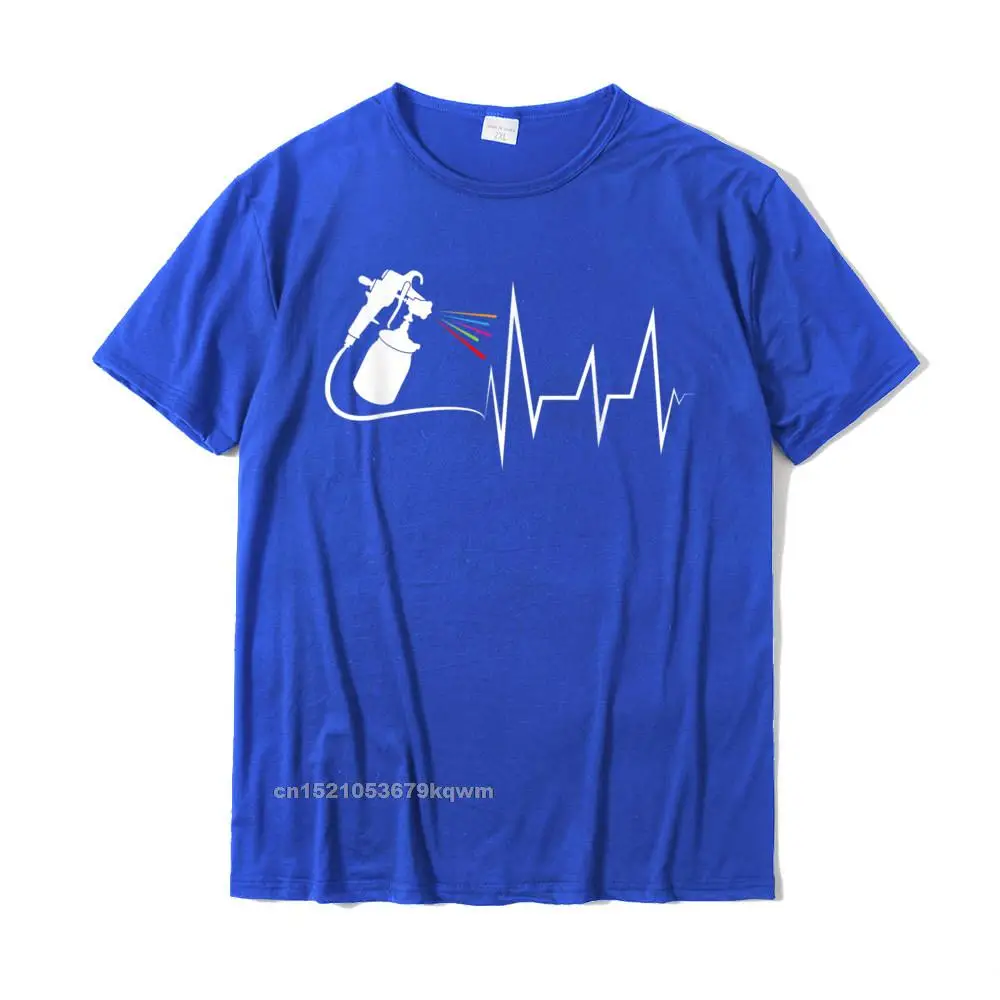 Men Dominant Normal Tops Tees Round Neck Autumn Cotton Fabric T Shirt Summer Short Sleeve Design Tops Shirts Free Shipping Car Painter Heartbeat Paint Gun Pulse EKG Auto Body Painter T-Shirt__3131 blue