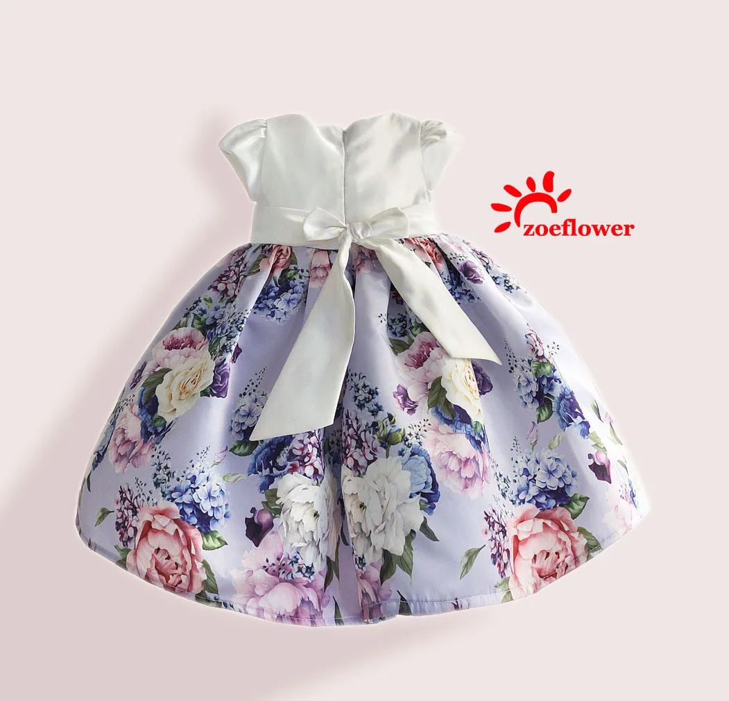 Zoeflower/ летний стиль; детское хлопковое платье с короткими рукавами и принтом творога; одежда для малышей; лента для волос