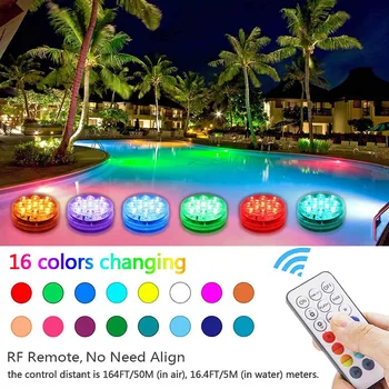 16 Kleur Rgb Submersible Licht Aquarium Duiken Licht Verstelbare Helderheid Afstandsbediening Zuignap Onderwater Decoratieve Lamp