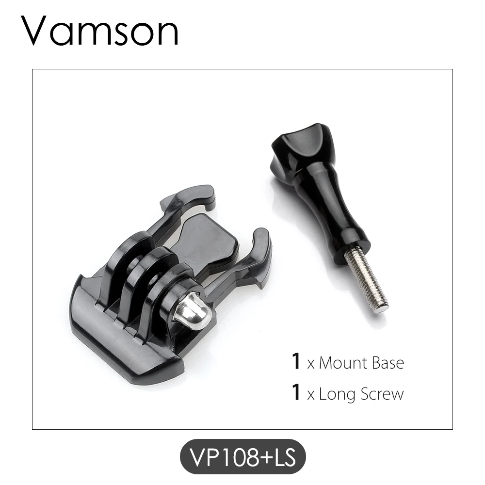 VP108-LS Vamson для Gopro аксессуары для шлема Крепление база адаптер пряжка с длинным винтом для Gopro Hero 8 7 6 5 4 3 для Xiaomi для Yi VP108 - Цвет: VP108-LS