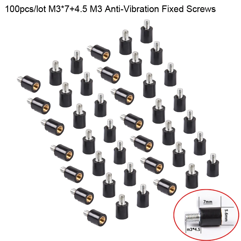 100pcs/lot M3*7+4.5 M3 Anti-Vibration Fixed Screws Mounting Hardware Spacer Standoff/M3 Damper for F3 F4 Flight Controller