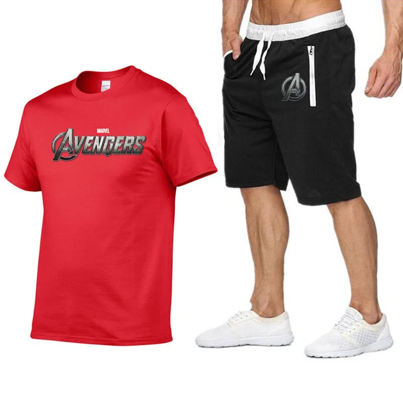 Hot Product new marvel film avengers league  t shirt shorts men letter printed summer suits casual tshirt men  clothing streetwwar tops  mal