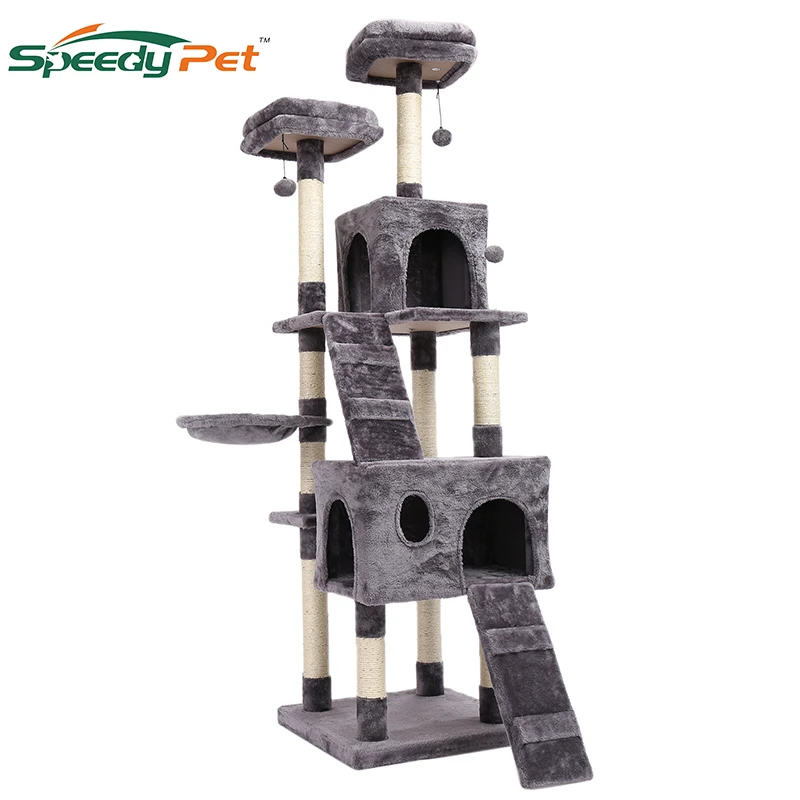 Yaheetech 139cm Tall Cat Tree Cat Climbing Tower Multi Level Cat