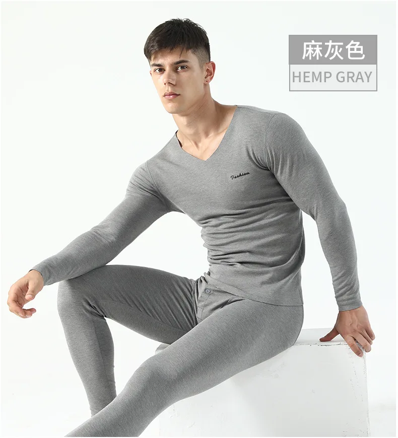 Sets Plus Velvet Warm Long John O-Neck Thermal Undershirts Trousers Winter Men Long Johns Thicken Men's Thermal Underwear wool long johns