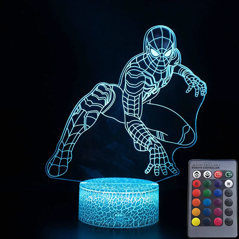 MY915-CRACK16-RC Железный человек фигурка 3D Иллюзия светодиодный ночной Светильник s Мстители завершающей светильник вверх "Человек-паук" фигура Халка маска Железного человека модель игрушки - Цвет: MY915-CRACK16-RC