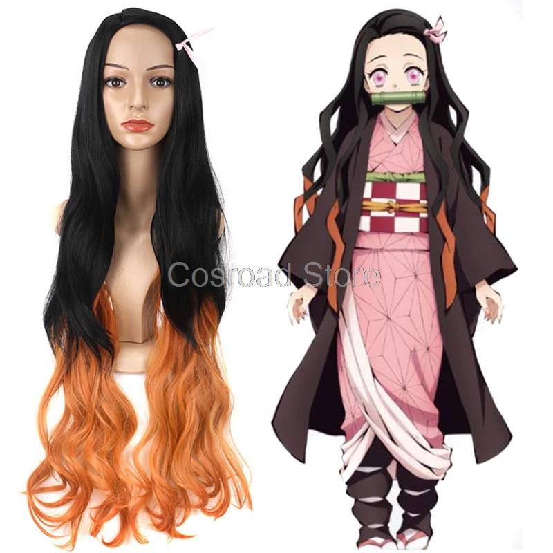 Cosroad Kamado Nezuko парик Demon Slayer Kimetsu no Yaiba Nezuko Kamado Косплей парики для женщин девочек Хэллоуин воспроизводит парики