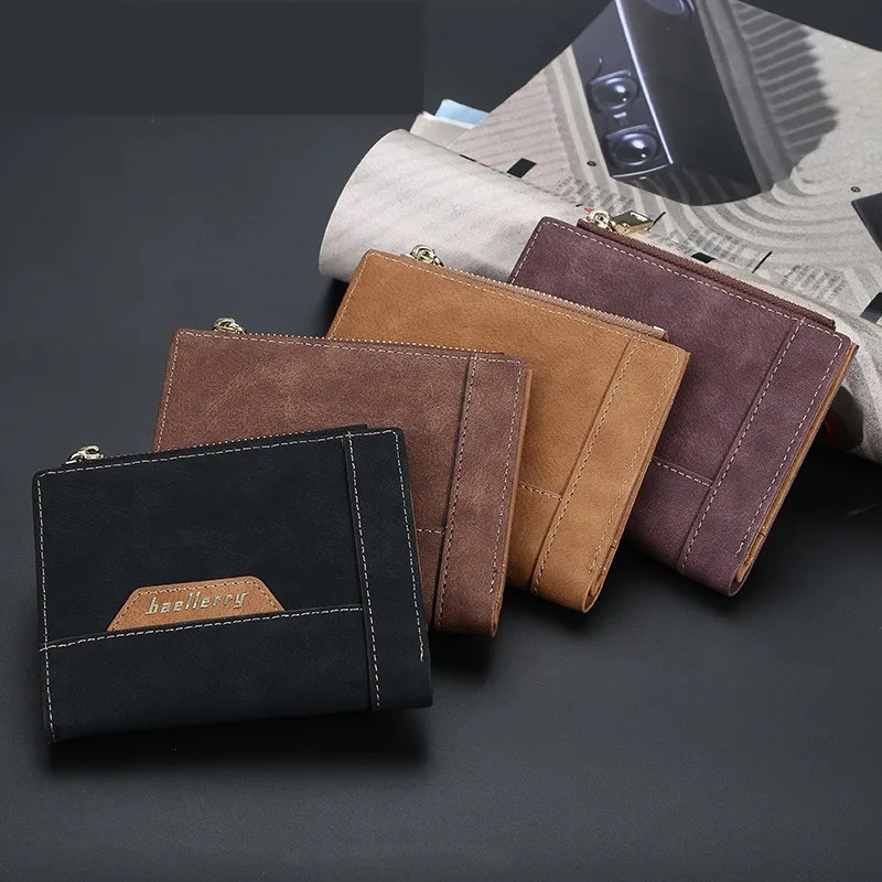 

Quality Guarantee Men's Short Wallet Soft Leather Business Zipper Clutch Bag Vintage Card Holders Masculina Bifold Slim for Men