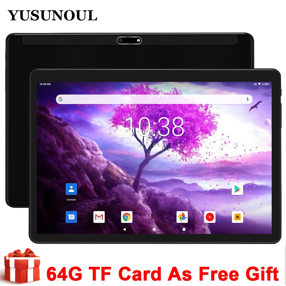 2020 Newest 10 inch Tablet PC Android 9.0 Quad Core 32GB ROM 5.0MP IPS 1280*800 GPS Wifi Phone Tablets 10.1 + 64GB Memory Card | Компьютеры