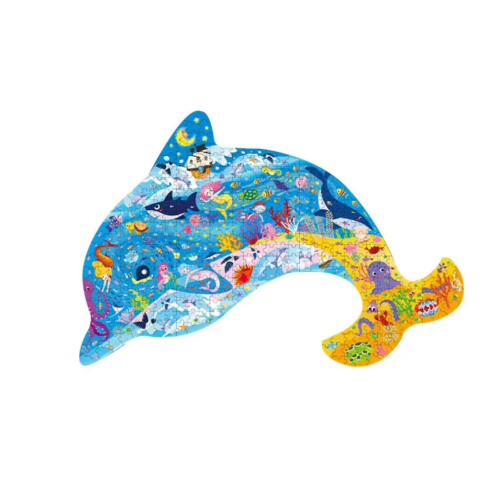 Quebra-cabeças de Forma Animal para Crianças Encaixado com Golfinho Animais em Papel Brinquedo Educativo Montessori Leão 5 Cheap Cor e forma