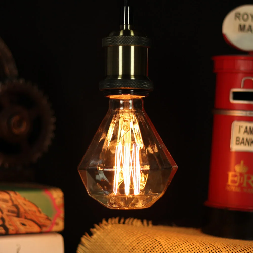 

Flat Roof Diamond Tungsten Antique Lamp Restaurant Bar Counter Decorative Lights Retro Creative Decorative Lights 110V 40W