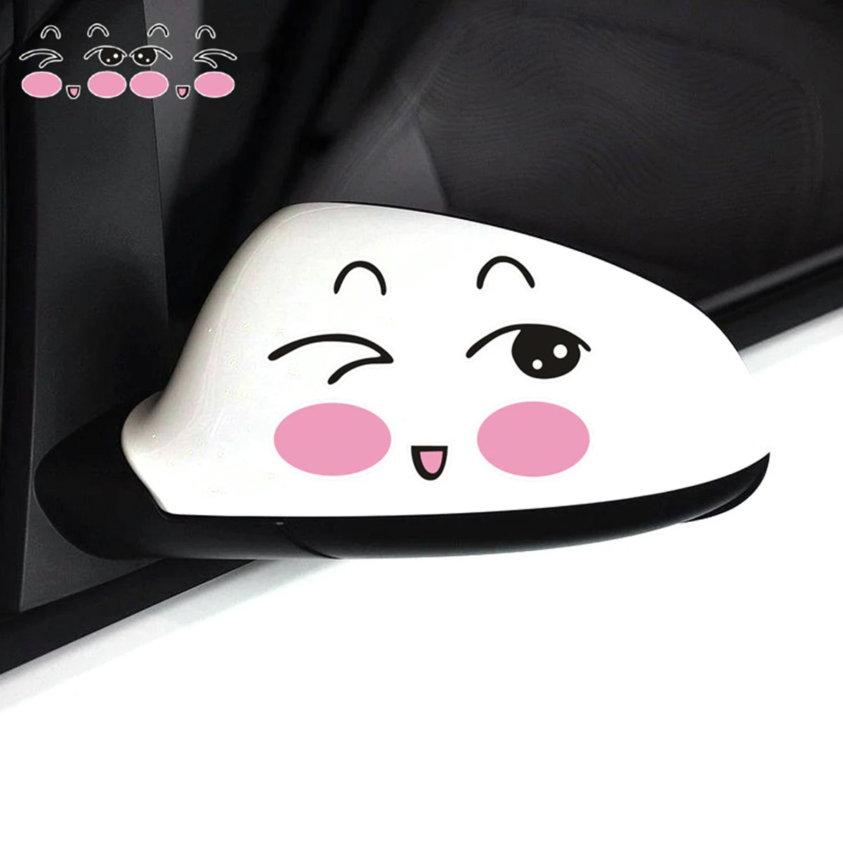 

2 Pcs Funny Smile Face Car Rear View Mirror Stickers Smile Decal PVC Sticker Decoration DIY Car Rearview Sticker
