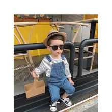 Детская одежда, весенняя одежда для мужчин и женщин, детские ковбойские подтяжки, брюки, универсальные повседневные джинсы для детей 1-3-5 лет