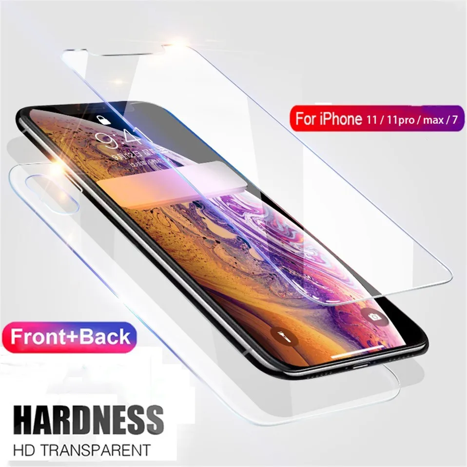 Переднее+ заднее Защитное стекло для iphone 11 pro Max полное покрытие стекло для iphone 11 Pro X XR XS MAX защита экрана на iphone 11 pr